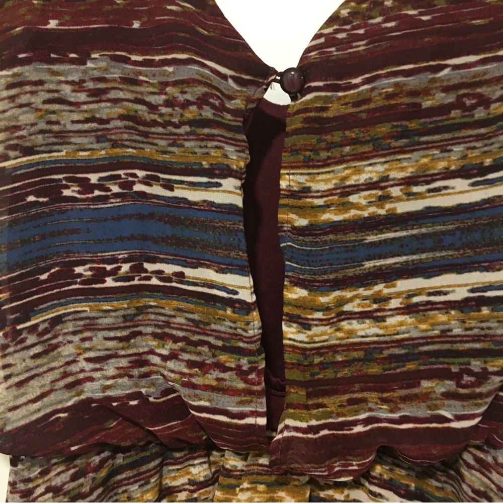 HEART SOUL Asymmetrical Dress - Midi, Burgundy / Maroon, Gold, Blue, Gray, Small - Picture 7 of 8